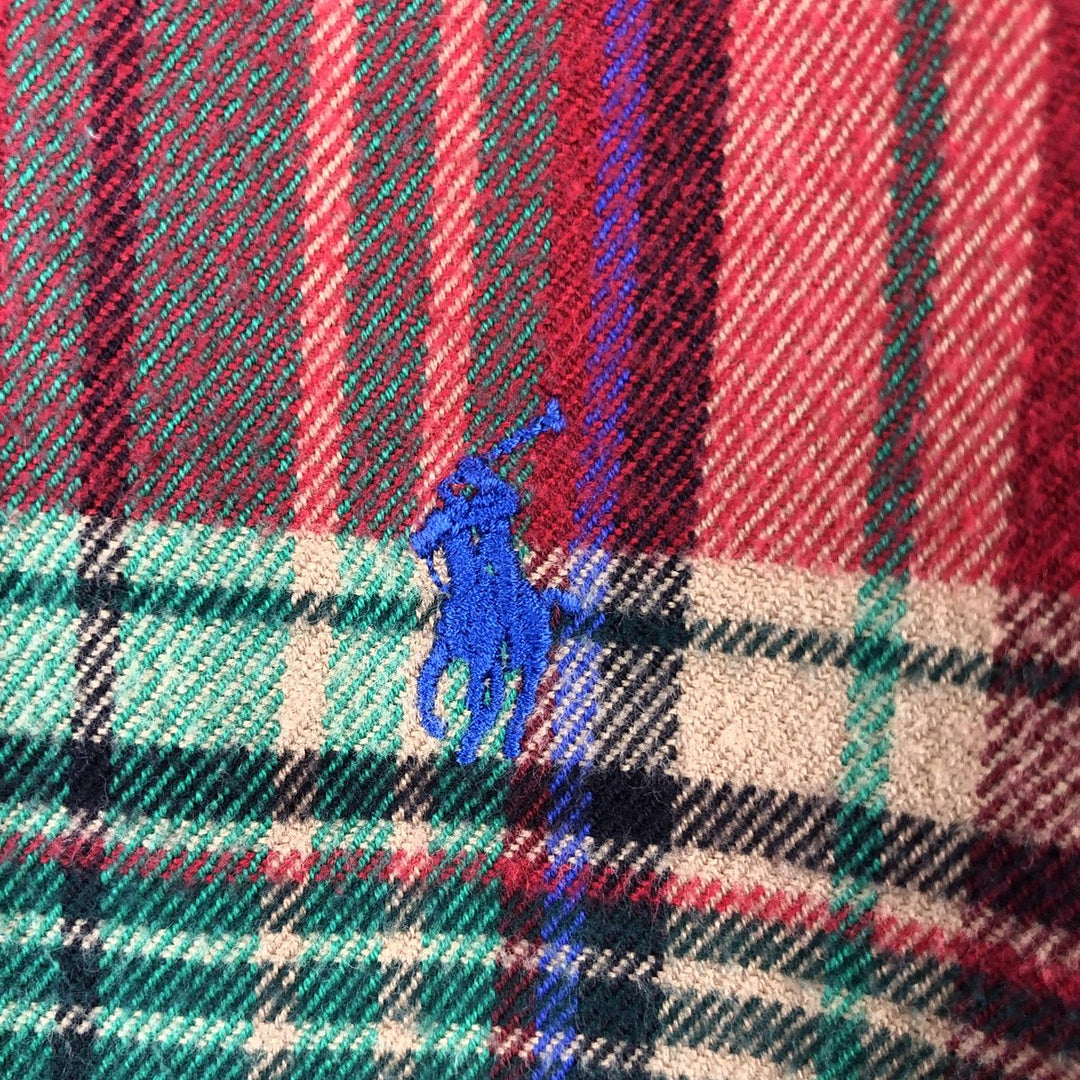 Ralph Lauren CUSTOM FIT Long-Sleeve Button-Down Light Flannel Check Shirt, Men's Size M (approx.) cotton red type Vintage Second Hand