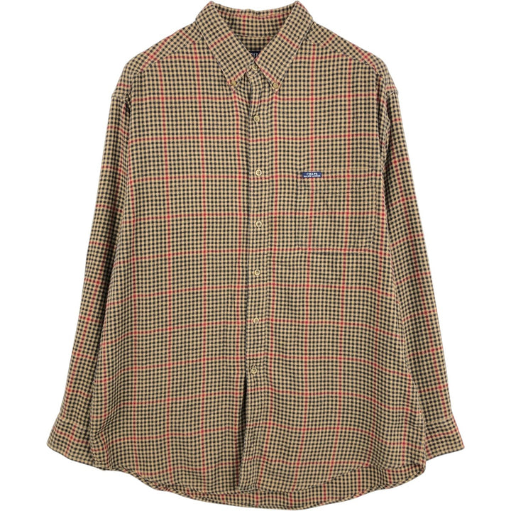 Ralph Lauren CHAPS long-sleeved button-down light flannel check shirt, men's size XL cotton oro legacy Vintage Second Hand