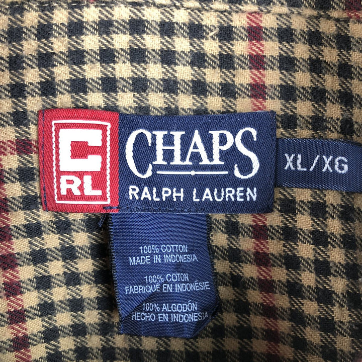 Ralph Lauren CHAPS long-sleeved button-down light flannel check shirt, men's size XL cotton oro legacy Vintage Second Hand