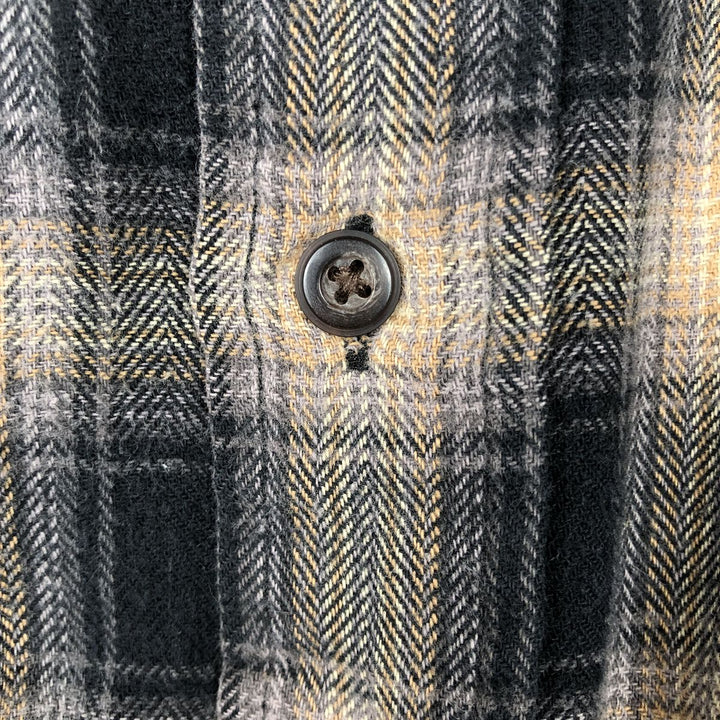 ARROW Ombre Check Long-Sleeve Light Flannel Check Shirt, Men's Size XL (approx.) cotton black type Vintage Second Hand