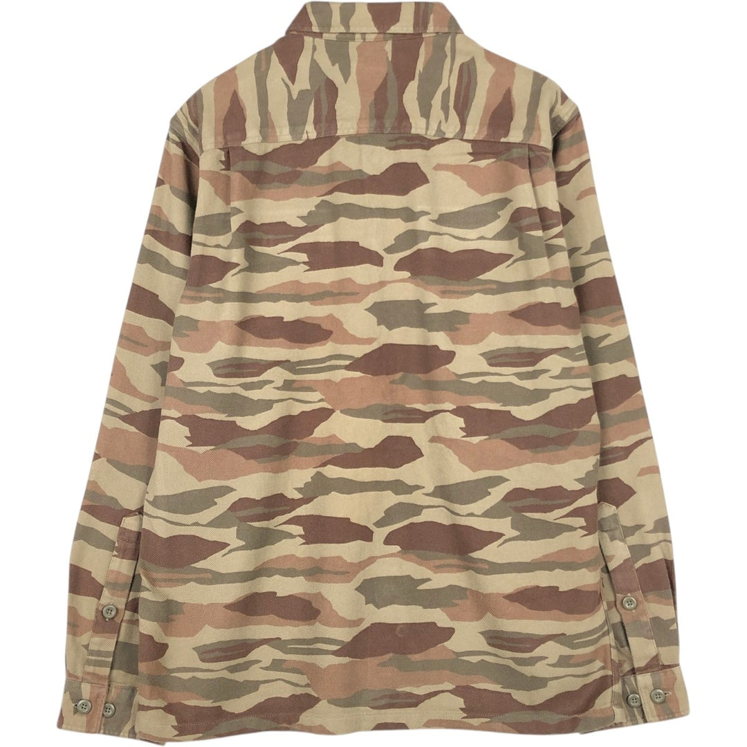 Patagonia 53947FA19 Camouflage Pattern Long-Sleeve Flannel Check Shirt (Men's Size S) Organic cotton Khaki type Vintage Second Hand