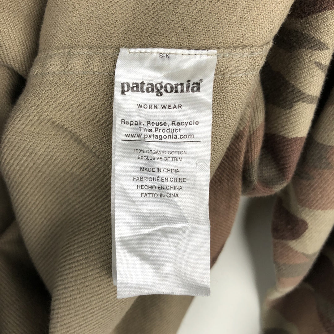 Patagonia 53947FA19 Camouflage Pattern Long-Sleeve Flannel Check Shirt (Men's Size S) Organic cotton Khaki type Vintage Second Hand