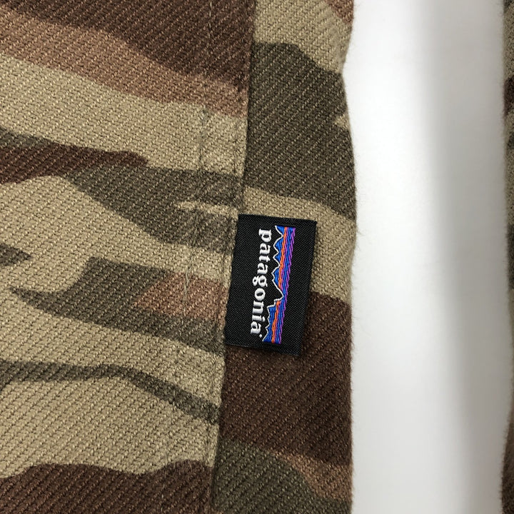 Patagonia 53947FA19 Camouflage Pattern Long-Sleeve Flannel Check Shirt (Men's Size S) Organic cotton Khaki type Vintage Second Hand