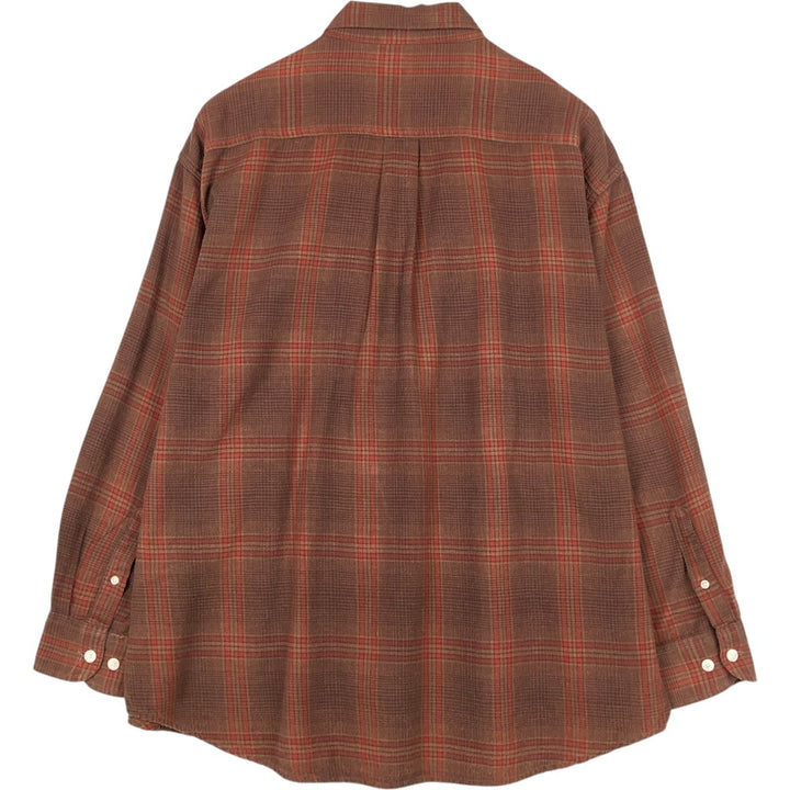 St. John's Bay Long-Sleeve Button-Down Flannel Check Shirt, Men's Size XL (approx.) cotton brown type Vintage Second Hand