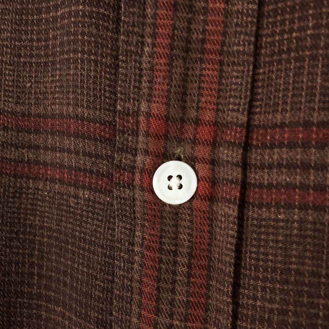 St. John's Bay Long-Sleeve Button-Down Flannel Check Shirt, Men's Size XL (approx.) cotton brown type Vintage Second Hand