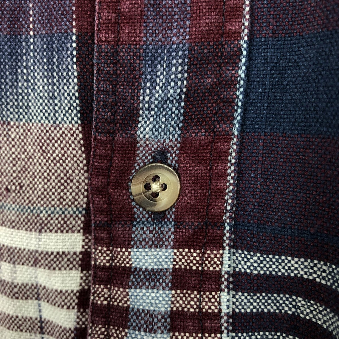 St. John's Bay Long-Sleeve Button-Down Flannel Check Shirt, Men's Size L (approx.) cotton navy blue type Vintage Second Hand