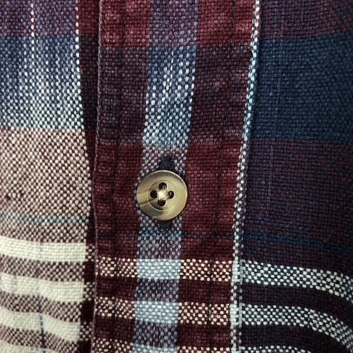 St. John's Bay Long-Sleeve Button-Down Flannel Check Shirt, Men's Size L (approx.) cotton navy blue type Vintage Second Hand