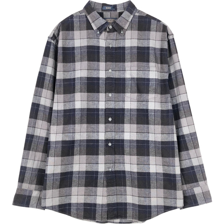 Pendleton MASON Long-Sleeve Button-Down Flannel Check Shirt, Men's Size XL (approx.) unclear black type Vintage Second Hand