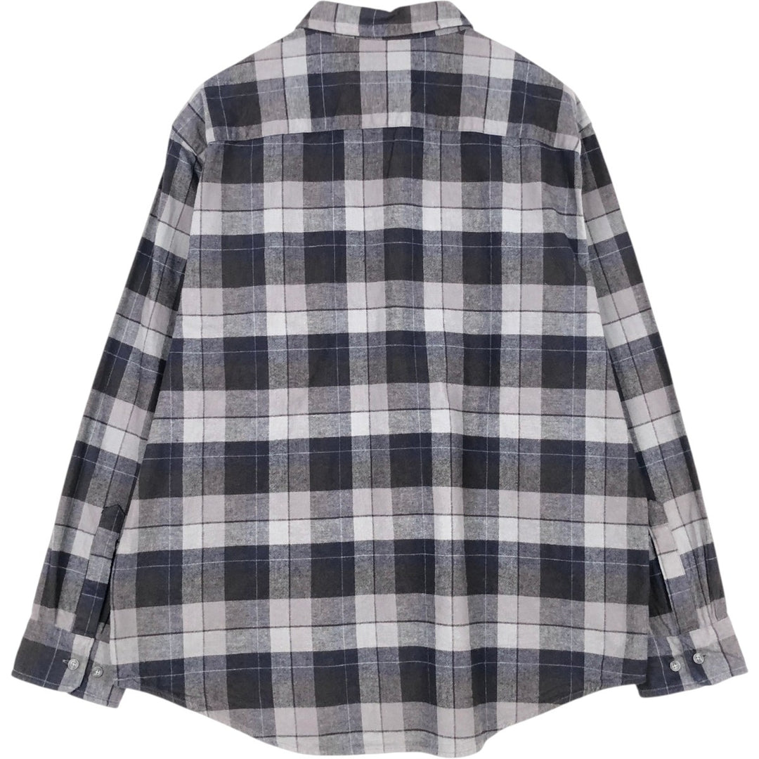 Pendleton MASON Long-Sleeve Button-Down Flannel Check Shirt, Men's Size XL (approx.) unclear black type Vintage Second Hand