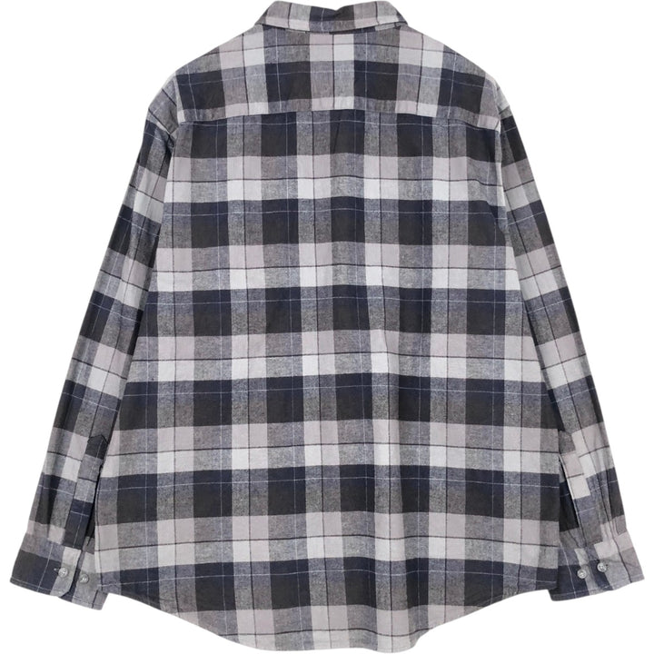 Pendleton MASON Long-Sleeve Button-Down Flannel Check Shirt, Men's Size XL (approx.) unclear black type Vintage Second Hand