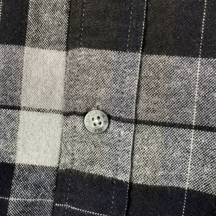 Pendleton MASON Long-Sleeve Button-Down Flannel Check Shirt, Men's Size XL (approx.) unclear black type Vintage Second Hand