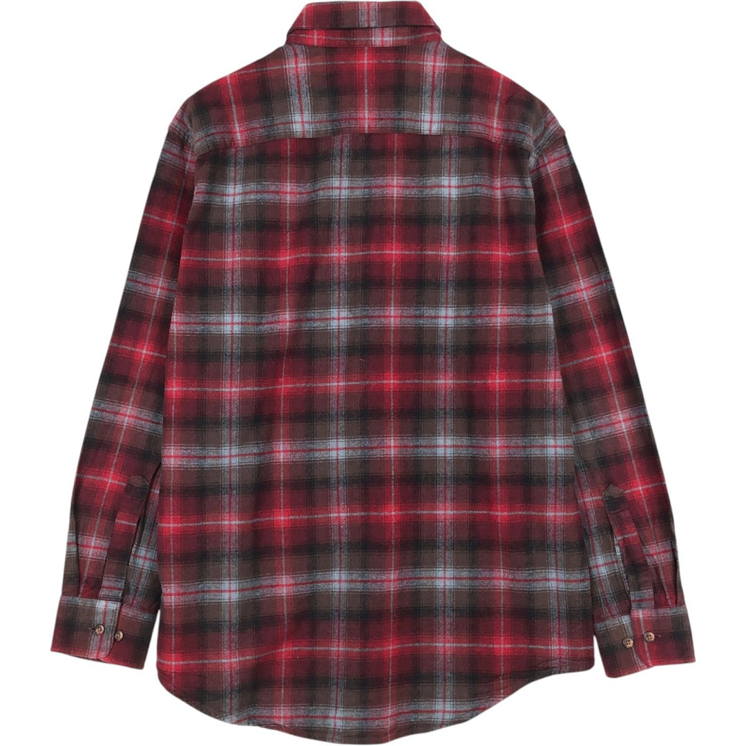 Pendleton Mason long-sleeved button-down flannel check shirt, men's size M unclear red type Vintage Second Hand