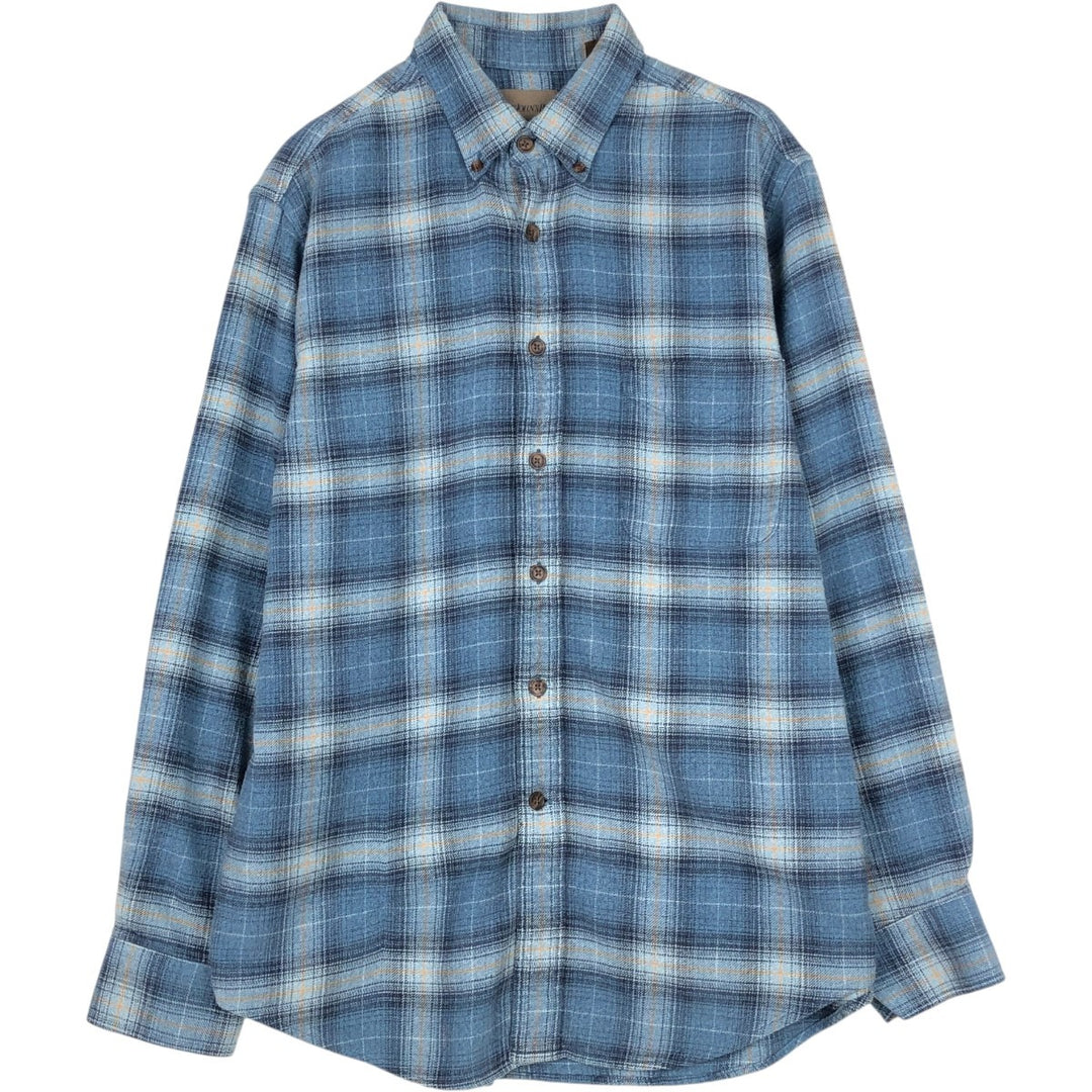 90s-00'S St. John's Bay Long-Sleeve Flannel Check Shirt, Men's Size M (approx.), Vintage cotton blue type Vintage Second Hand
