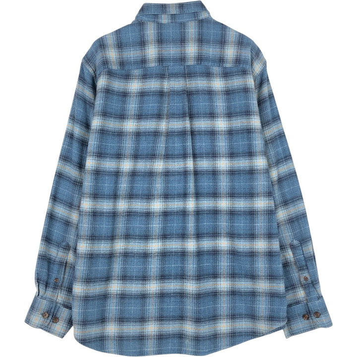 90s-00'S St. John's Bay Long-Sleeve Flannel Check Shirt, Men's Size M (approx.), Vintage cotton blue type Vintage Second Hand