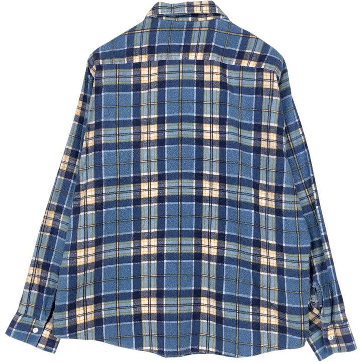 Sears King's Road Long-Sleeve Flannel Check Shirt, Men's Size XL (approx.) cotton blue type Vintage Second Hand