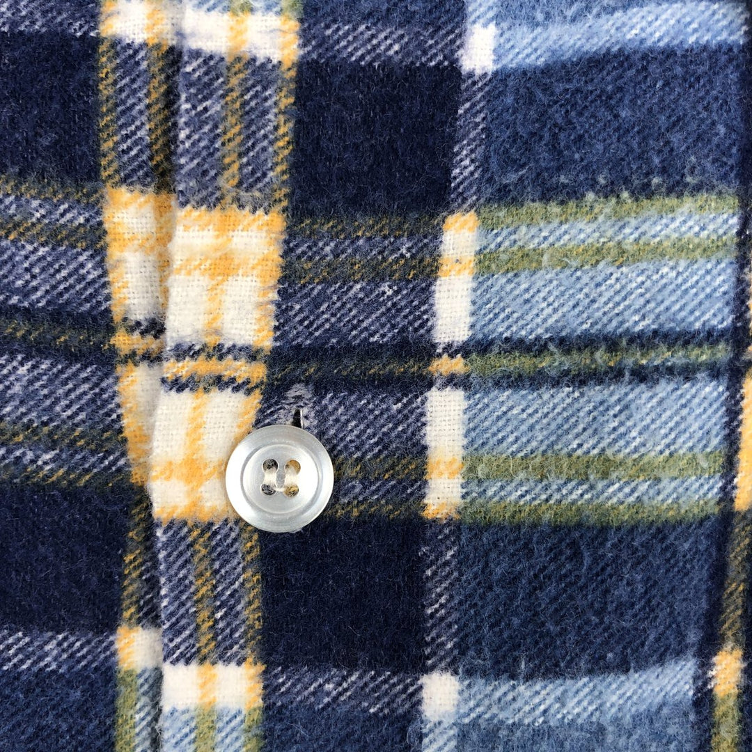 Sears King's Road Long-Sleeve Flannel Check Shirt, Men's Size XL (approx.) cotton blue type Vintage Second Hand