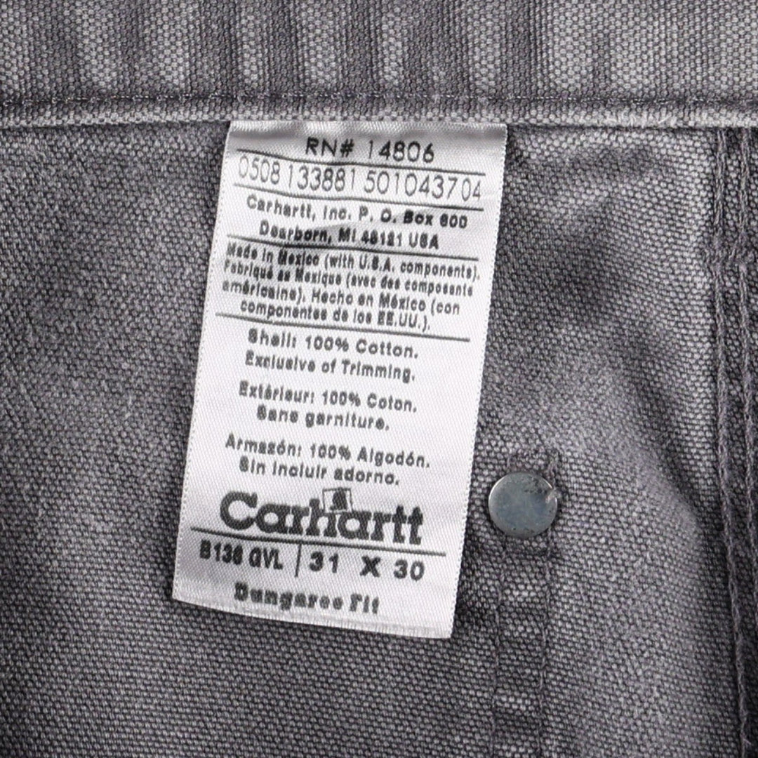 00'S Carhartt Dungaree Fit Double Knee Duck Painter Pants Men's W32 equivalent cotton Charcoal Vintage Second Hand