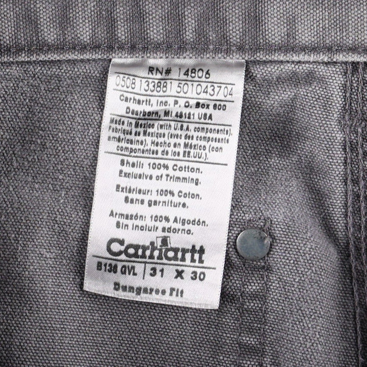 00'S Carhartt Dungaree Fit Double Knee Duck Painter Pants Men's W32 equivalent cotton Charcoal Vintage Second Hand