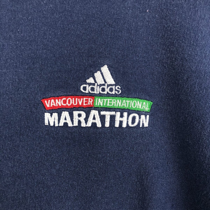 2000'S adidas sweatshirt pullover hoodie, Made in Canada, Men's size M cotton navy blue type Vintage Second Hand