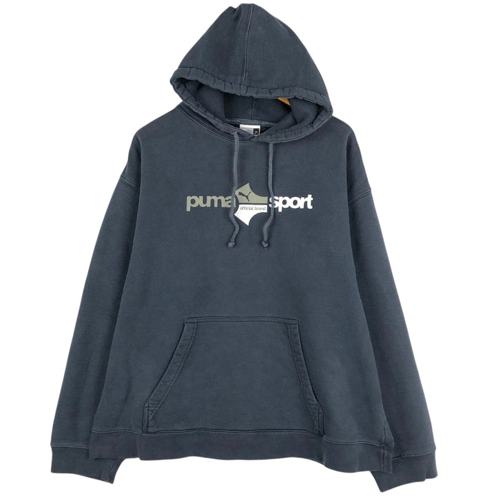 90s-00'S Puma Sweatshirt Pullover Hoodie, Men's Size XL (Equivalent), Vintage unclear black type Vintage Second Hand