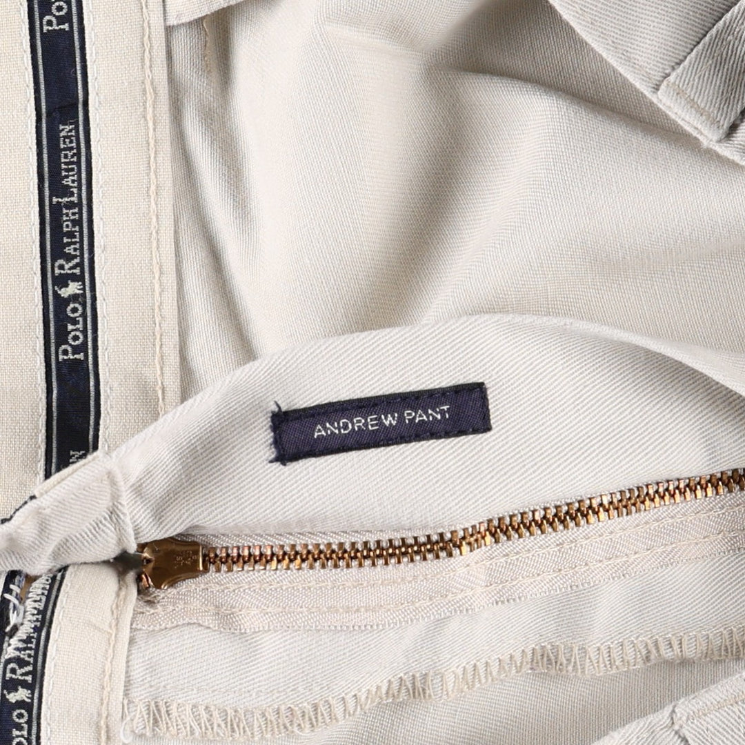Ralph Lauren POLO RALPH LAUREN ANDREW PANT Two-pleat Chino Pants Men's W37 equivalent cotton ivory Vintage Second Hand