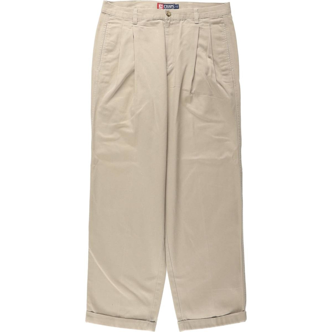 Ralph Lauren CHAPS Two-Pleat Chino Pants, Men's Size W34 (approx.) cotton Beige type Vintage Second Hand