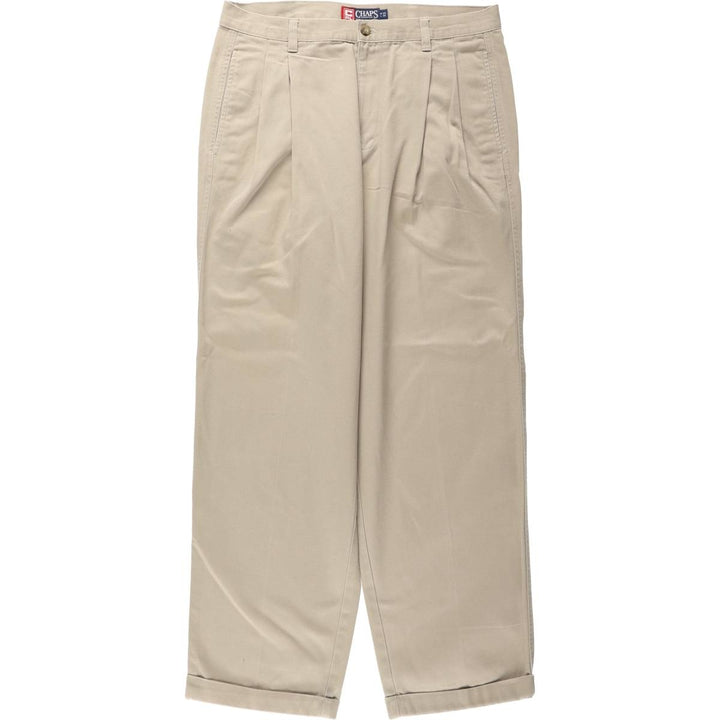Ralph Lauren CHAPS Two-Pleat Chino Pants, Men's Size W34 (approx.) cotton Beige type Vintage Second Hand