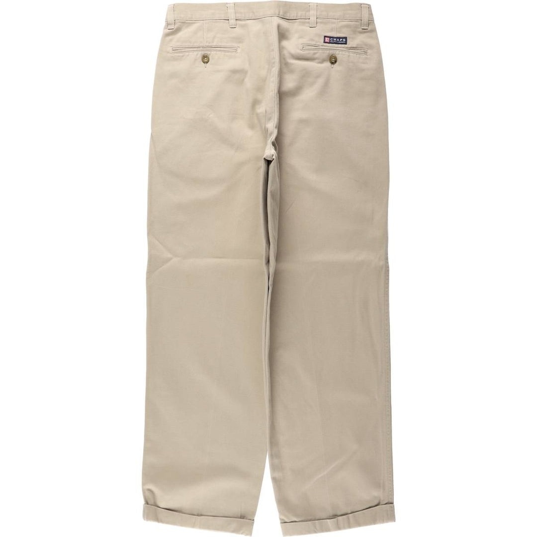 Ralph Lauren CHAPS Two-Pleat Chino Pants, Men's Size W34 (approx.) cotton Beige type Vintage Second Hand