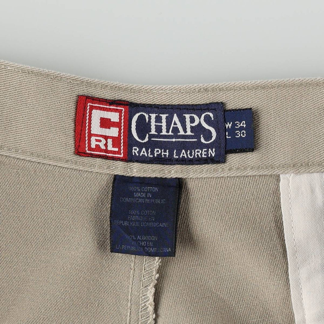 Ralph Lauren CHAPS Two-Pleat Chino Pants, Men's Size W34 (approx.) cotton Beige type Vintage Second Hand