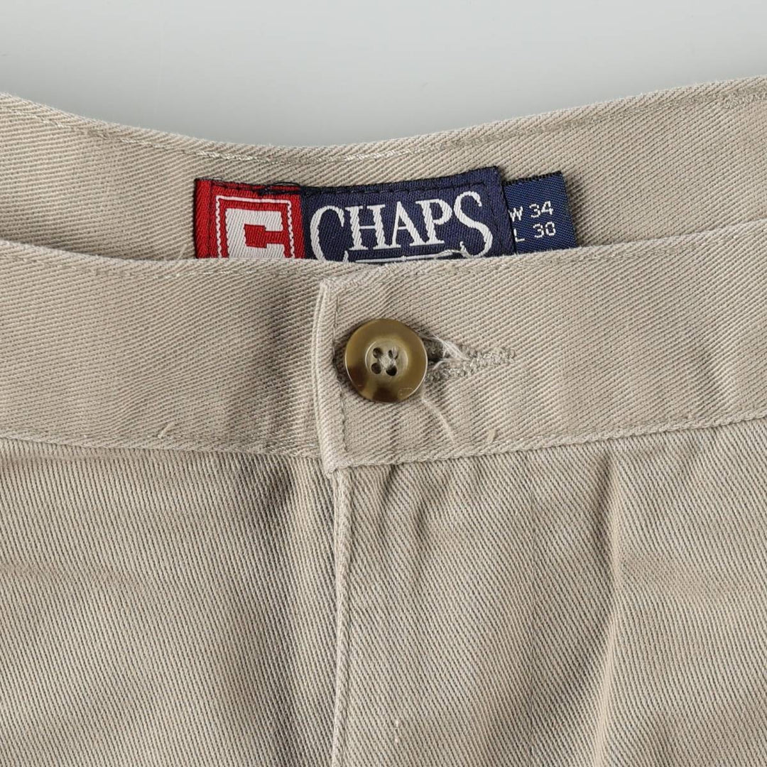 Ralph Lauren CHAPS Two-Pleat Chino Pants, Men's Size W34 (approx.) cotton Beige type Vintage Second Hand