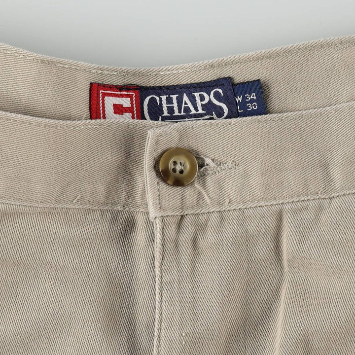 Ralph Lauren CHAPS Two-Pleat Chino Pants, Men's Size W34 (approx.) cotton Beige type Vintage Second Hand