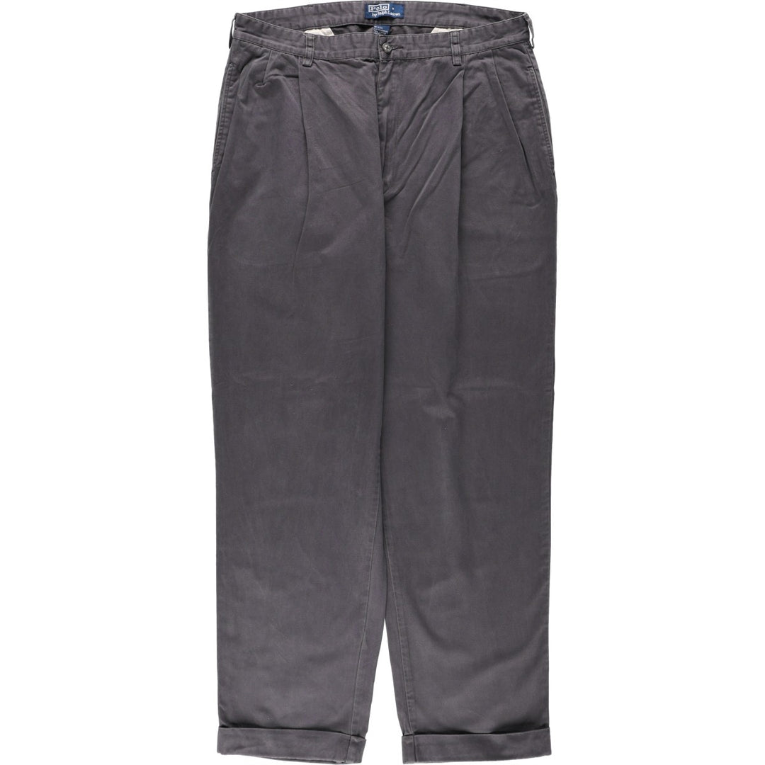 Ralph Lauren POLO by Ralph Lauren HAMMOND PANT Two-Pleat Chino Pants Size 36 cotton Charcoal Vintage Second Hand