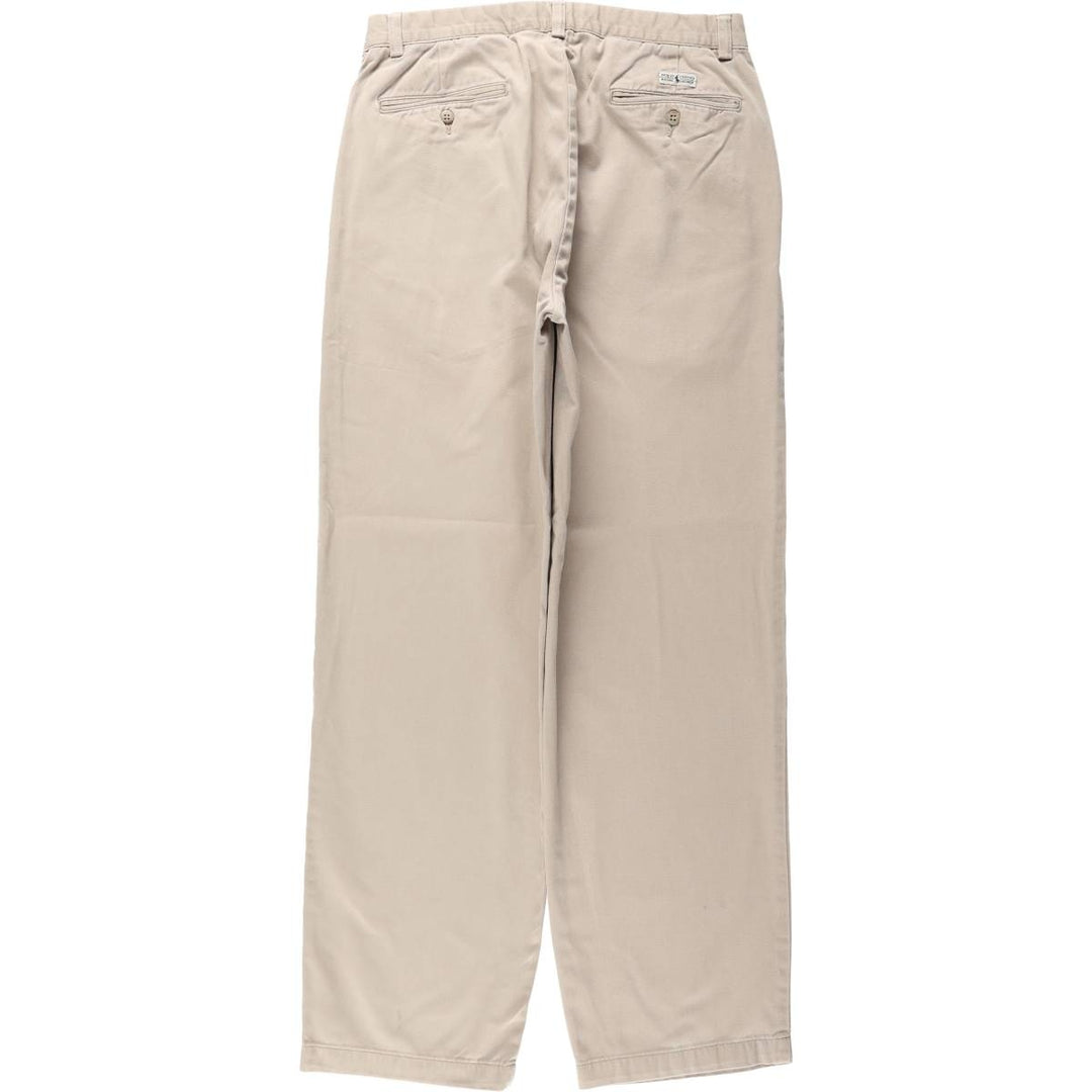 Ralph Lauren POLO by Ralph Lauren ANDREW PANT, two-pleat chino pants, men's, W32 equivalent cotton Beige type Vintage Second Hand