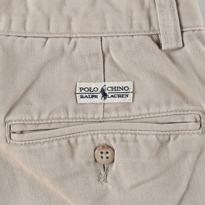 Ralph Lauren POLO by Ralph Lauren ANDREW PANT, two-pleat chino pants, men's, W32 equivalent cotton Beige type Vintage Second Hand