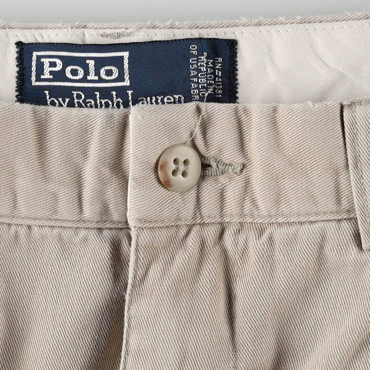 Ralph Lauren POLO by Ralph Lauren ANDREW PANT, two-pleat chino pants, men's, W32 equivalent cotton Beige type Vintage Second Hand