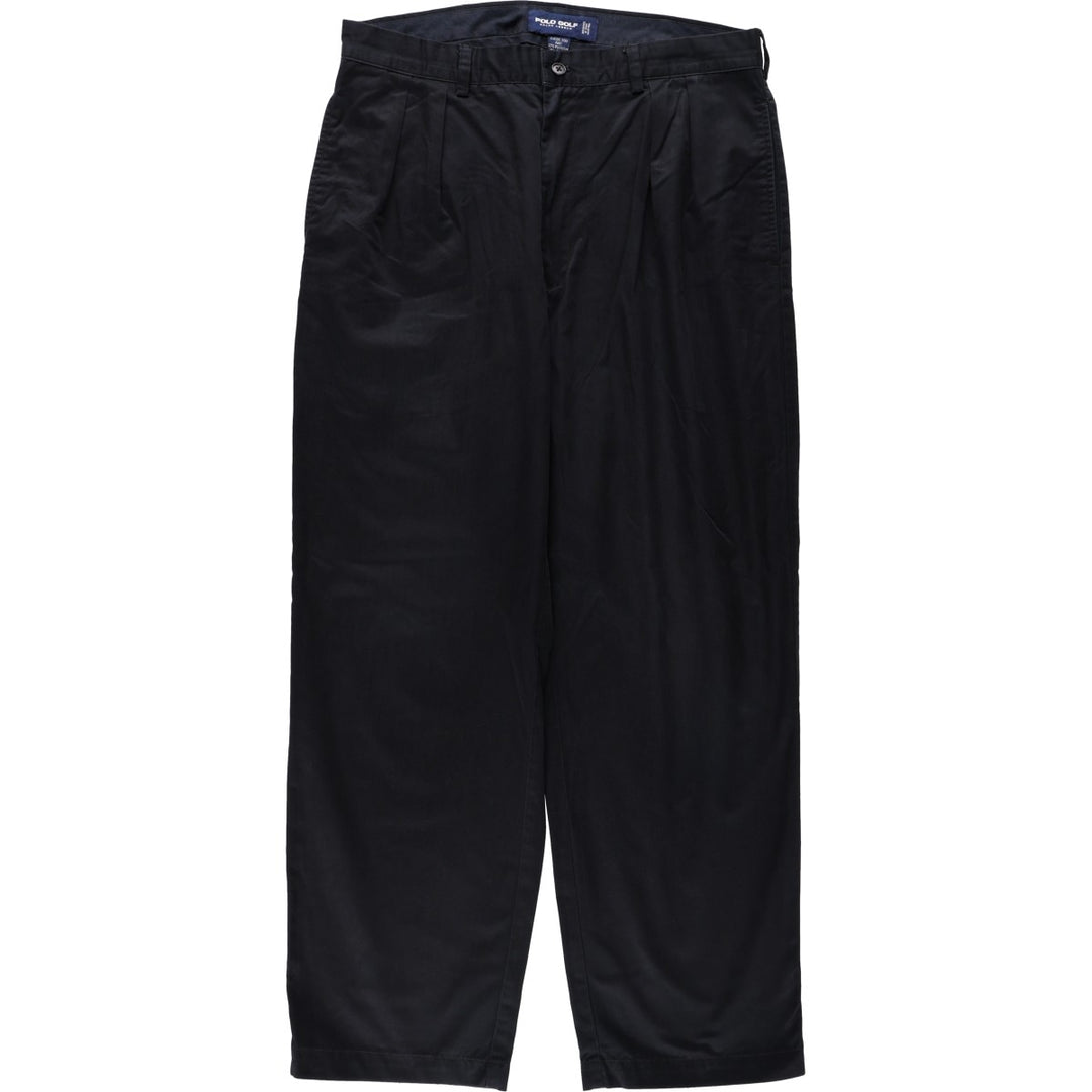 Ralph Lauren POLO GOLF Classic Golf Pant, two-pleat chino pants, men's size W34. polyester navy blue type Vintage Second Hand