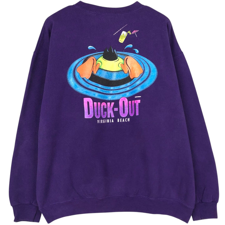 90'S Lee Looney Tunes Daffy Duck Character Sweatshirt, Made in USA, Men's Size XL (approx.) cotton purple type Vintage Second Hand