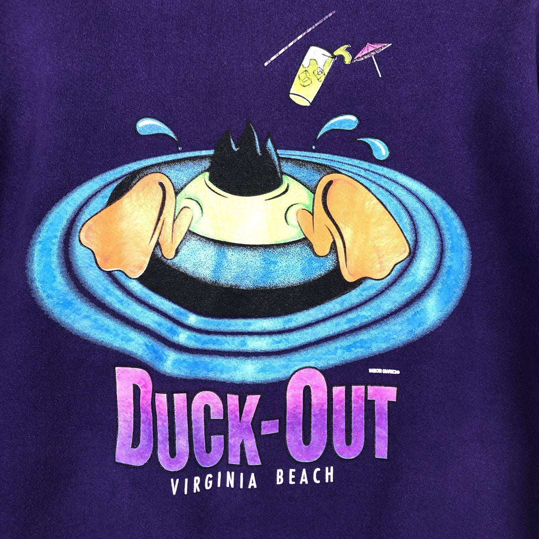 90'S Lee Looney Tunes Daffy Duck Character Sweatshirt, Made in USA, Men's Size XL (approx.) cotton purple type Vintage Second Hand