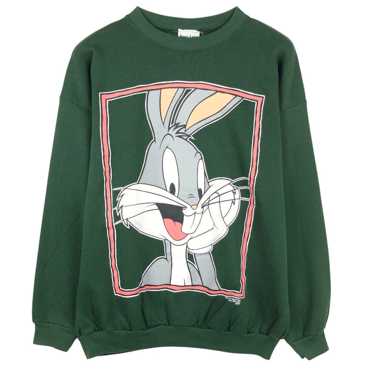 90'S Jerry Leigh LOONEY TUNES Bugs Bunny character sweatshirt, made in USA, men's size XL equivalent. polyester green type Vintage Second Hand