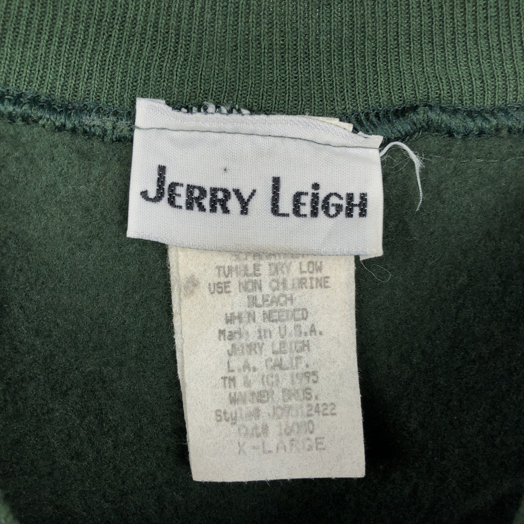 90'S Jerry Leigh LOONEY TUNES Bugs Bunny character sweatshirt, made in USA, men's size XL equivalent. polyester green type Vintage Second Hand