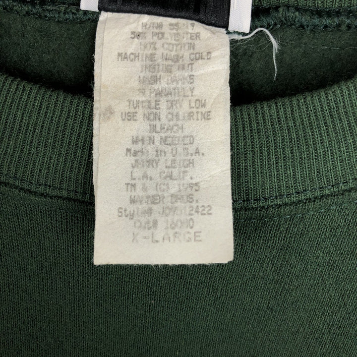 90'S Jerry Leigh LOONEY TUNES Bugs Bunny character sweatshirt, made in USA, men's size XL equivalent. polyester green type Vintage Second Hand