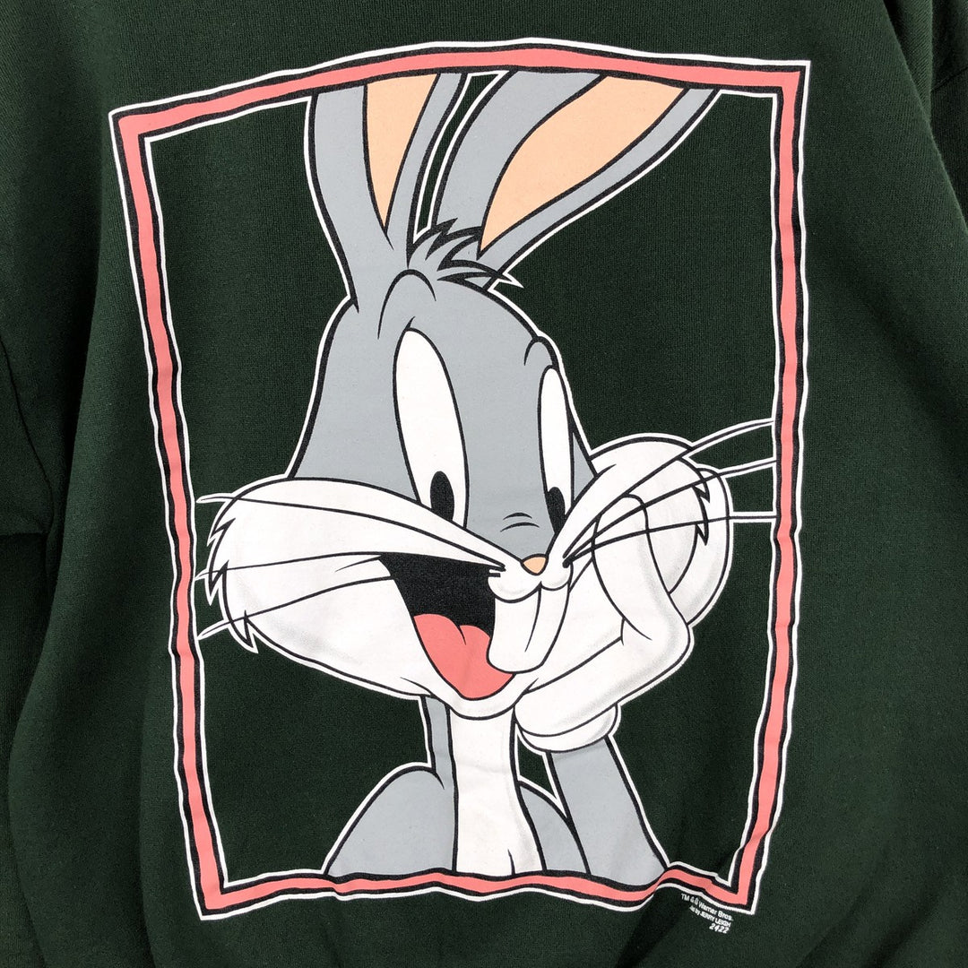 90'S Jerry Leigh LOONEY TUNES Bugs Bunny character sweatshirt, made in USA, men's size XL equivalent. polyester green type Vintage Second Hand