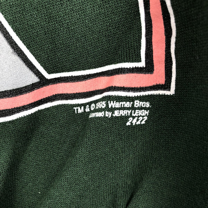 90'S Jerry Leigh LOONEY TUNES Bugs Bunny character sweatshirt, made in USA, men's size XL equivalent. polyester green type Vintage Second Hand