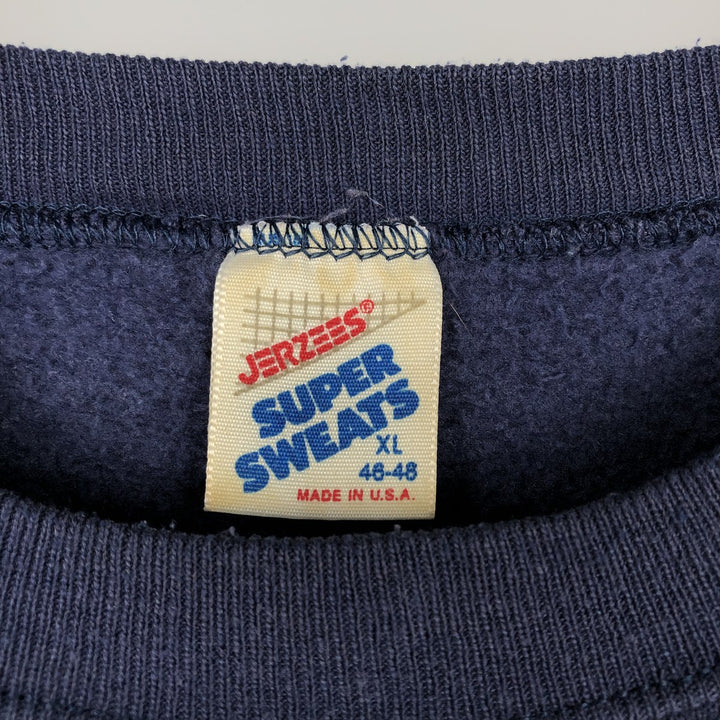 90'S JERSEY'S SUPER SWEATS Mickey Mouse Character Sweatshirt, Made in USA, Men's XL equivalent. cotton navy blue type Vintage Second Hand
