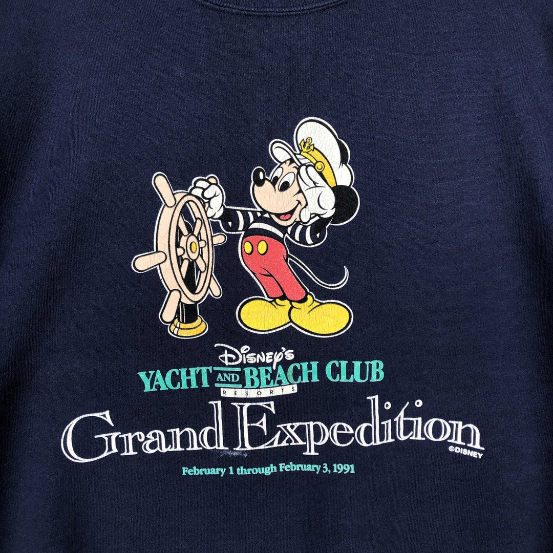 90'S JERSEY'S SUPER SWEATS Mickey Mouse Character Sweatshirt, Made in USA, Men's XL equivalent. cotton navy blue type Vintage Second Hand