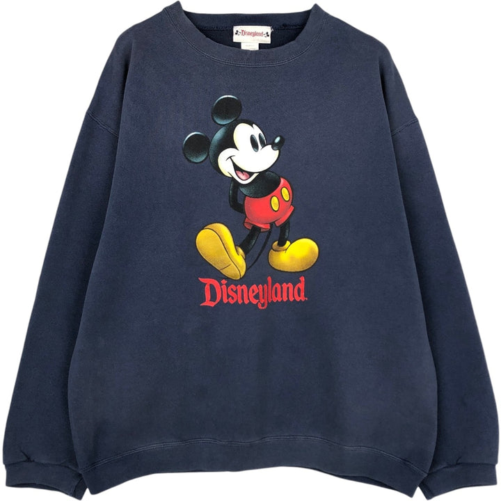 90'S Disneyland Mickey Mouse character sweatshirt, made in USA, men's size L, vintage cotton navy blue type Vintage Second Hand