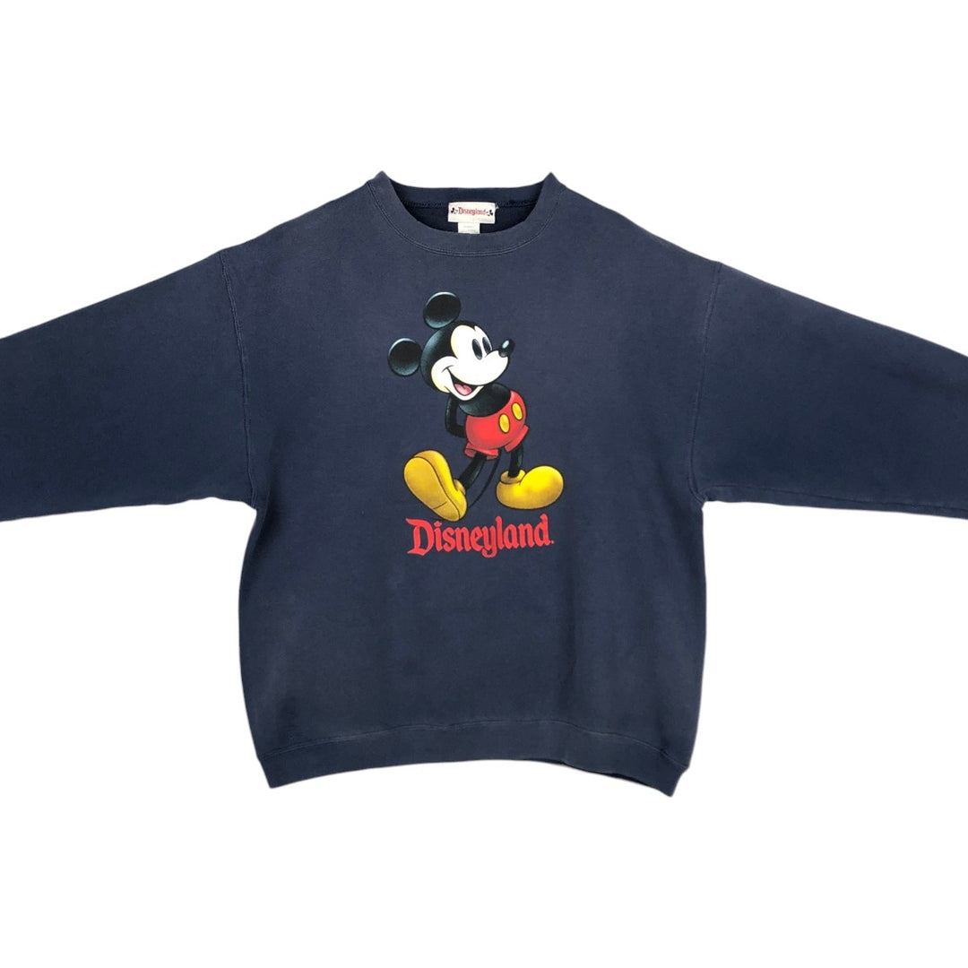 90'S Disneyland Mickey Mouse character sweatshirt, made in USA, men's size L, vintage cotton navy blue type Vintage Second Hand