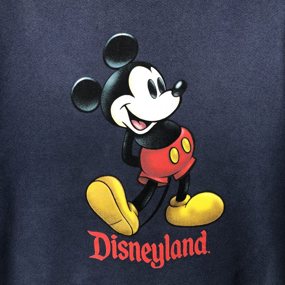 90'S Disneyland Mickey Mouse character sweatshirt, made in USA, men's size L, vintage cotton navy blue type Vintage Second Hand