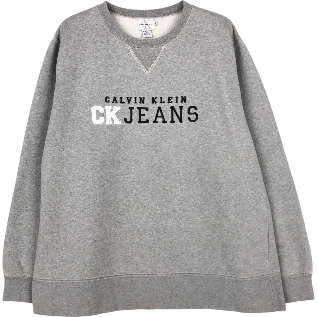 90'S Calvin Klein Jeans logo sweatshirt, men's size S (approx.), vintage. cotton gray type Vintage Second Hand