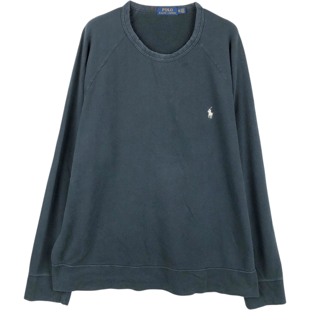 Ralph Lauren POLO RALPH LAUREN One-Point Logo Sweatshirt, Men's XXL cotton black type Vintage Second Hand